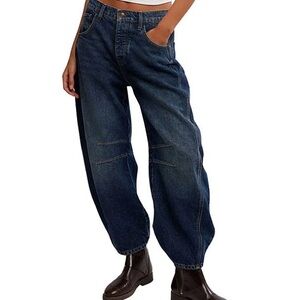 Dark Wash Barrel Jeans